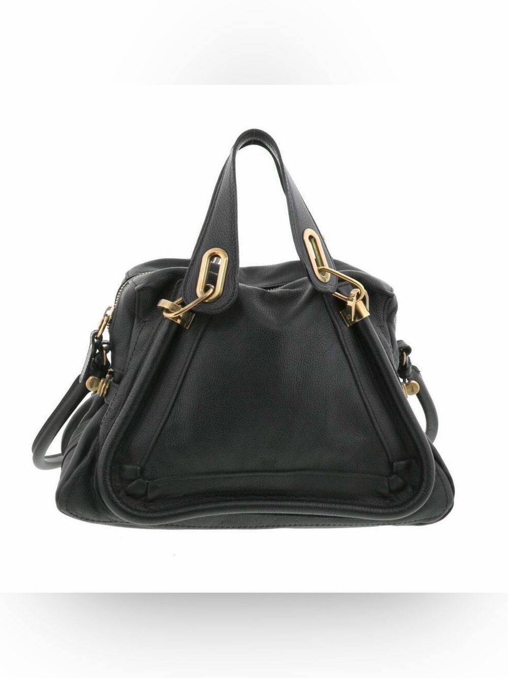 Chloé | Medium Paraty Top Handle w/ Shoulder Strap Bag | Black Leather
